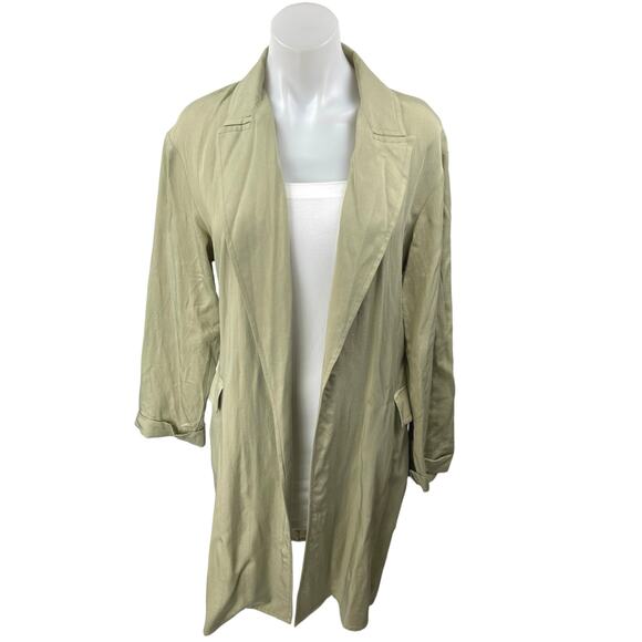 Zara Women's Green Notch Lapel Collar Pockets Open Front Blazer Coat Jacket XS - Picture 1 of 5